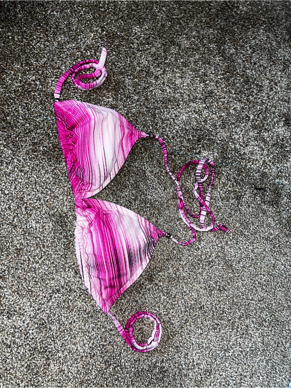 Ingear Pink Striped Triangle Bikini Top